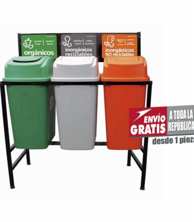 Estación de Reciclaje Sablón con 3 Botes de Basura de 65 Litros c/u PL-S789365L