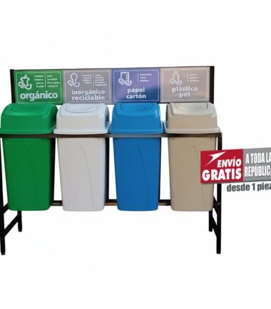 Estación de Reciclaje Sablón con 4 Botes de Basura de 65 Litros c/u PL-S789465L