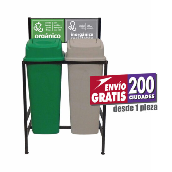 Estación de Reciclaje Sablón con 2 Botes de Basura de 80 Litros c/u PL-S787280L