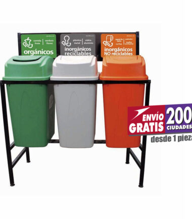 Estación de Reciclaje Sablón con 3 Botes de Basura de 65 Litros c/u PL-S789365L