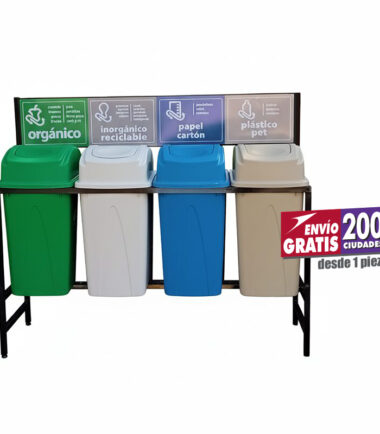 Estación de Reciclaje Sablón con 4 Botes de Basura de 65 Litros c/u PL-S789465L