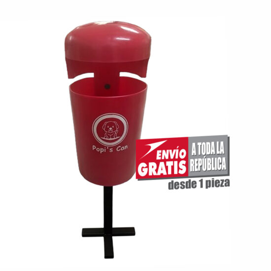 Papelera urbana de 30 litros con poste para exteriores