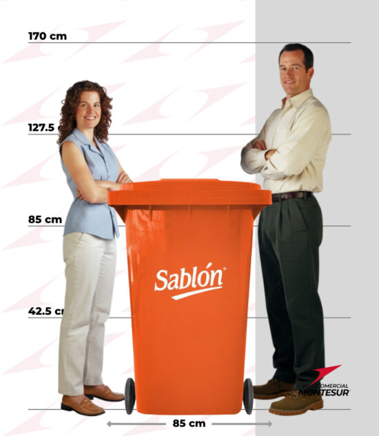 Contenedor de basura de 360 litros Sablón con tapa y ruedas