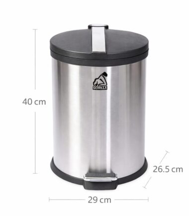 Bote de Pedal Redondo de Acero Inoxidable 12 Litros Gorilla B09-12LP