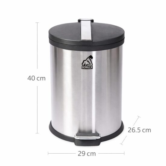Bote de Pedal Redondo de Acero Inoxidable 12 Litros Gorilla B09-12LP