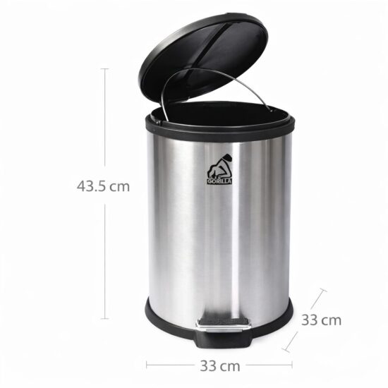 Bote de Pedal Redondo de Acero Inoxidable 20 Litros Gorilla B09-20LP