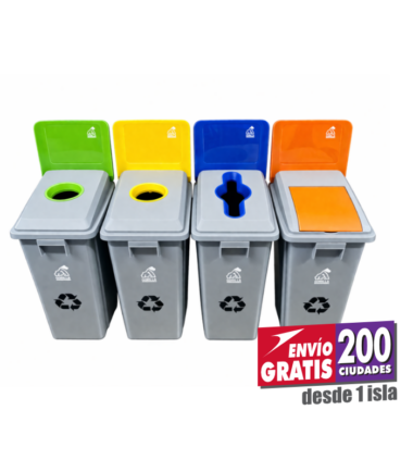 Centro de reciclaje 4 contenedores 60 litros Gorilla AF-07343
