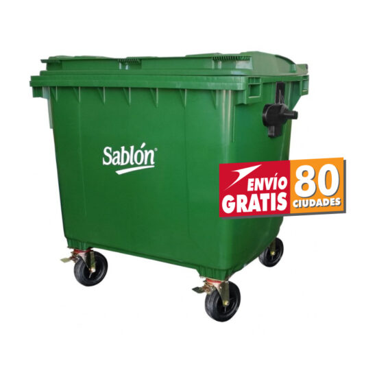 contenedor de basura 1100 litros verde Sablón 8636VD