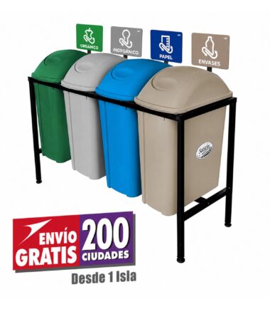 Isla de reciclaje Sablón 4 botes de 42 litros