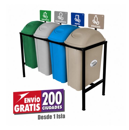 Isla de reciclaje Sablón 4 botes de 42 litros