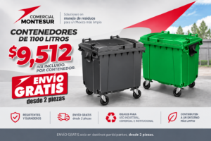 Oferta de contenedores de basura de 1100 litros con envio incluido por contenedor. Envío gratis desde 2 piezas en destinos participantes.